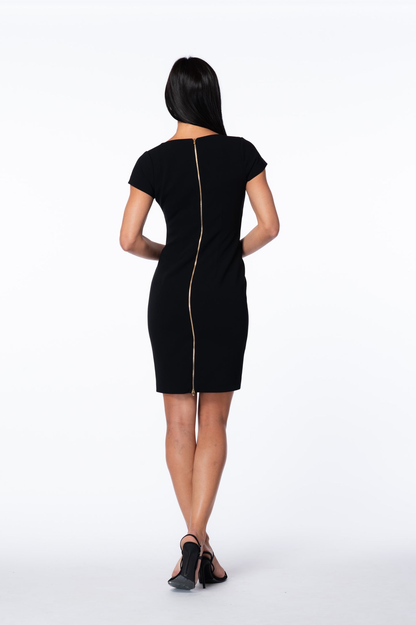 Victoria Square Neck Zipper Dress