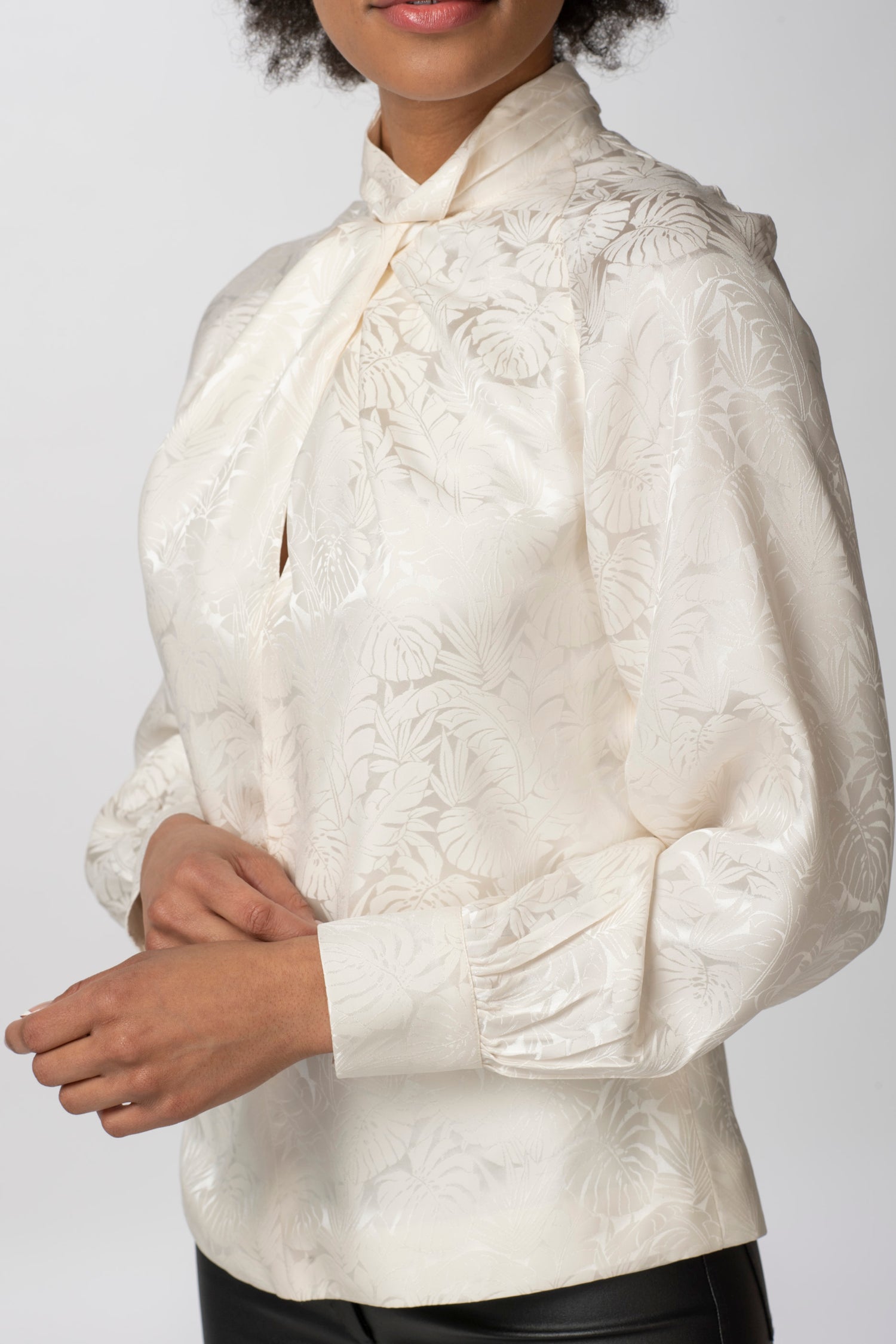 Twisted Silk Mock Turtleneck Blouse Daniela Corte