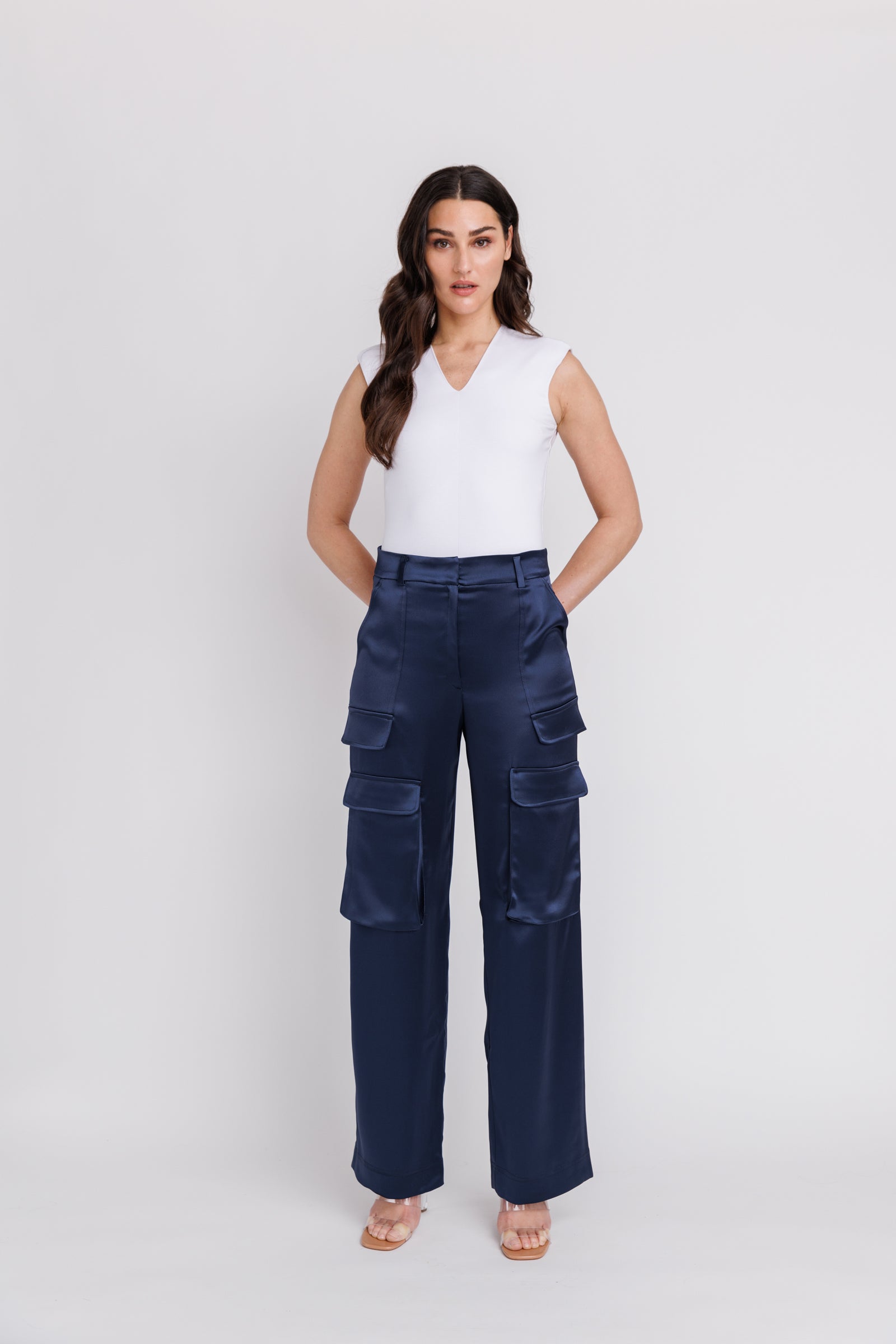 Buy ONLY Green High Waisted Faux Leather Wide Leg Utility Cargo Trousers  from Next USA